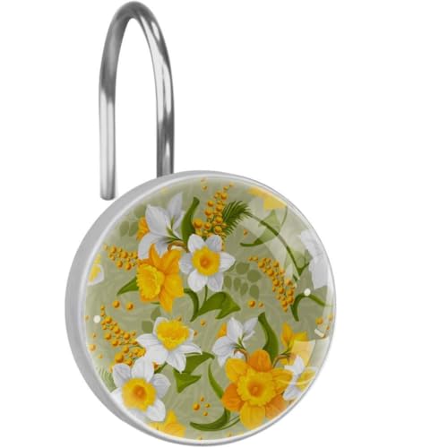 Eslifey - Ganchos para Cortina de Ducha, diseño de Hojas de Paraguas, 12 Unidades, Acero Inoxidable, Style07, 3.7x3.7cm