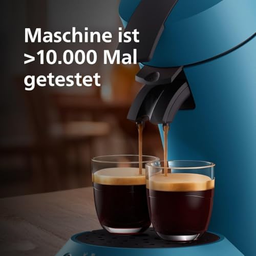 Philips SENSEO Original Plus Kaffeepadmaschine – Intensity Select, Coffee Boost, Crema Plus, 1 oder 2 Tassen, unter 1 Min Brühzeit, Mattes Design, Blau Pavone (CSA210/00)