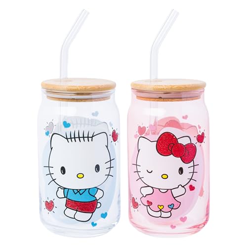 Silver Buffalo Sanrio Hello Kitty Dear Daniel, 2 Pack Glass Tumbler, 16oz