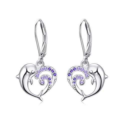 Dolphin Earrings 925 Sterling Silver Ocean Waves Earrings Dolphin Stud Earrings Dolphin Christmas/Valentine's Day/Mother's Day Jewelry Gifts For Women Teen Girls Dolphin Lovers #TOP11