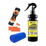 LUXFINISH Adhesive Remover Spray with Scraper & Towel - Remove Stickers, Labels, Tape Residue from Car Paint, Glass, Tile - Safe Multi-Surface Formula - 100ml/3.4oz