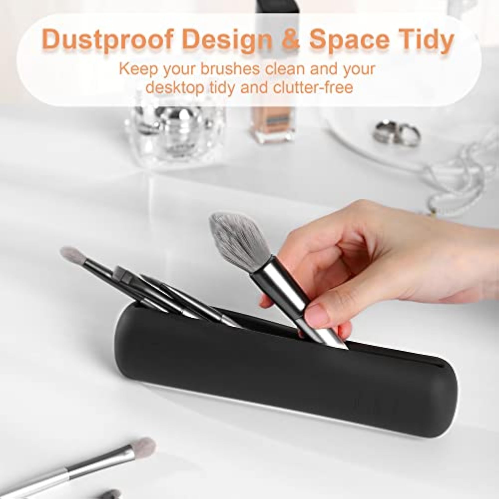 Travel Makeup Brush Holder, Black, Small, Minimalist