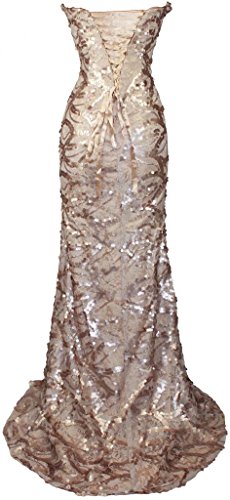 Meier Women's Strapless Beaded Black Lace Prom Formal Dress HY0730 Gold 18