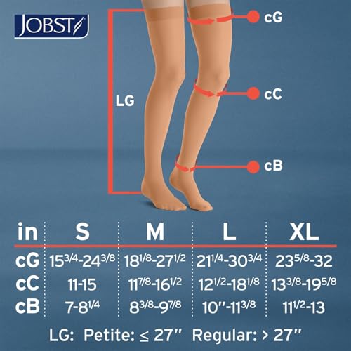 Image of JOBST UltraSheer Thigh-High Compression Stockings for Women - Closed Toe - Silicone Dot Band - Medical Compression 20-30 mmHg - For Varicose and Spider Veins - Helps Prevent Swelling