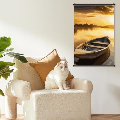 Toile imperméable grand format de bateau en bois, déco murale suspendue - 6