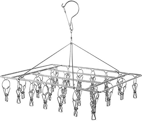 ROLLYWARE100% Stainless Steel Hangers with Clips, Portable Clip Hangers Suitable for Hanging Small Clothes, Baby Clothes, Socks, Gloves and Stockings,Cloth Dryer/Clothes Drying Stand