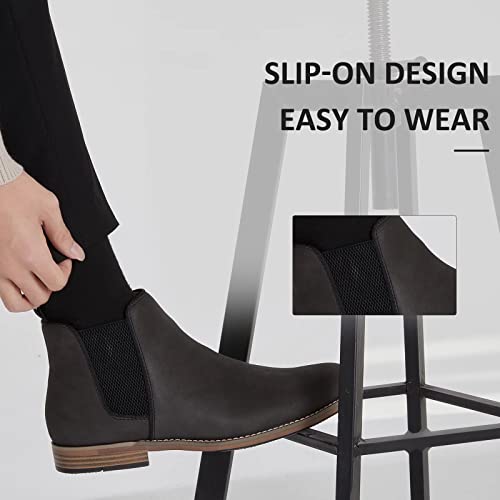 Anjoufemme Suede Casual Chelsea Boots For Men - Formal Dress Slip On Ankle Boots Men Fnm03-Black-9 #TOP1