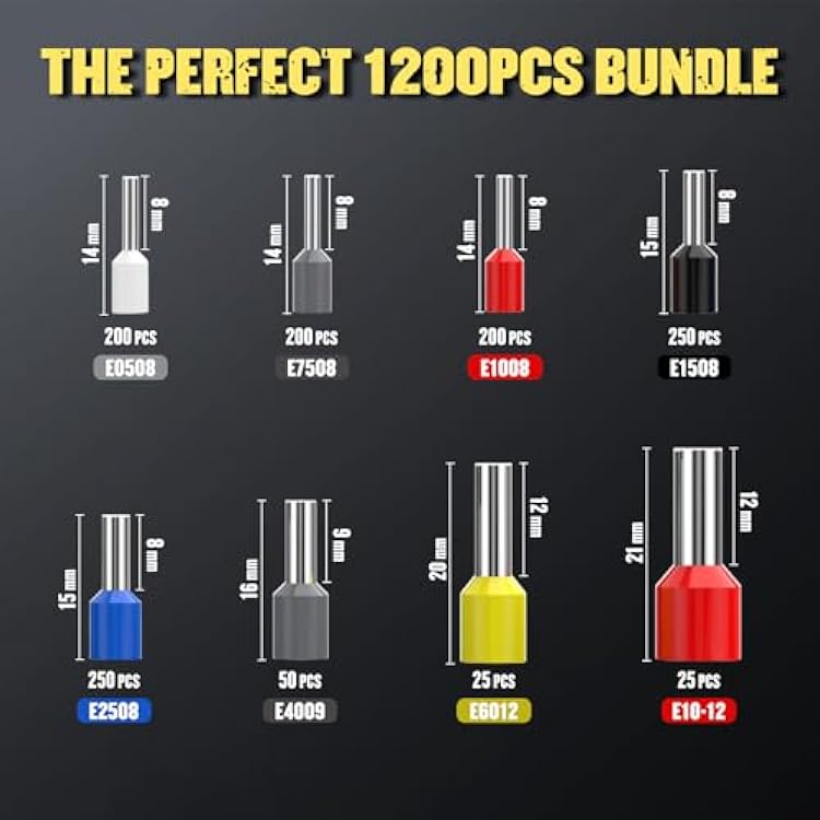 Self-Adjusting Wire Stripper Ferrule Crimping Tool Kit AWG 24-10 Automatic Electrical Wire Stripper Tool with AWG 23-7 Ratchet Wire Crimper Plier For 1200Pcs Wire End Ferrule Terminals Connectors