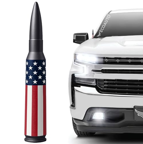 50 Cal Badass Bullet Antenna Fits Chevy Silverado & GMC Sierra Truck Accessories Short Replacement Antenna for Trucks Chevy Silverado 1500 Accessories Ditch The Whip & Upgrade Your Truck