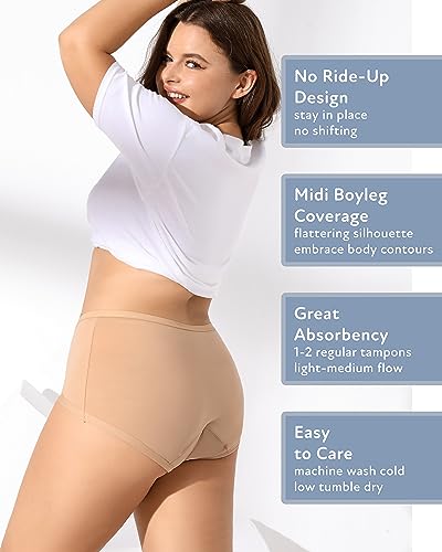 Image of Goat Union Organic Cotton Boyleg Period Underwear for Women & Teens - Moderate Absorbency Period Panty