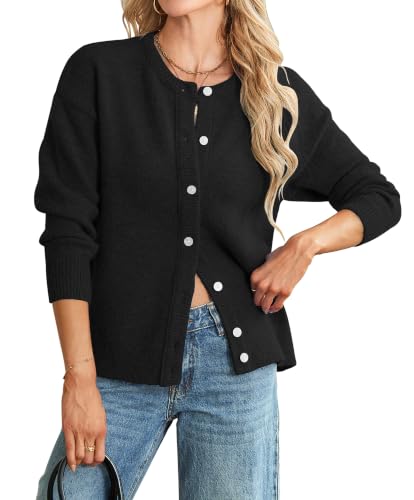 Black Cardigans for Women Open Front Long Sleeve Fall Outerwear Black S