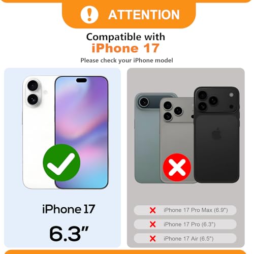 Bocasal Crossbody Wallet Case for iPhone 17, RFID Blocking PU Leather Zipper Handbag Purse Flip Cover, Kickstand Folio Case with Card Slots Holder Wrist Strap Lanyard 5G 6.3 Inch (Black)