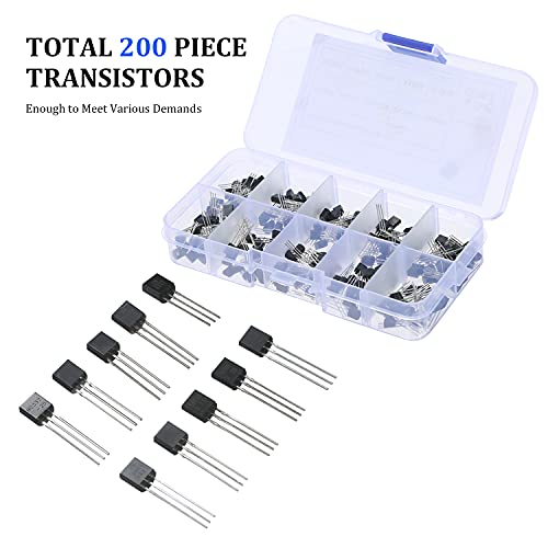 Duotar Kit de sortimento de transistores Transistores de potência NPN PNP de 200 peças BC337 BC327 2