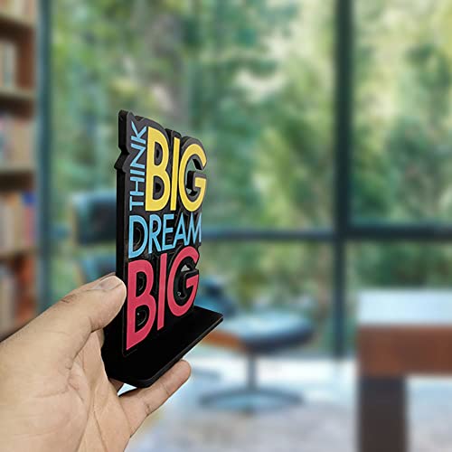Artvibes Wooden Idols&Figurine Think Big Dream Motivational Quote Table Decor for Office Desk,Home Decoration Item,Livingroom,Bedroom,Modern Art Wood Alphabet Showpiece Decorative Gift (Sp_1102)