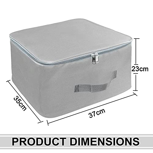 Image of Storite 2 Pack Nylon Wardrobe Bag Underbed Moisture Proof Cloth Storage Organizer, Storage box for Clothes Saree Bags with Zippered Closure & Handle (Grey,37x35x23 cm, Square)