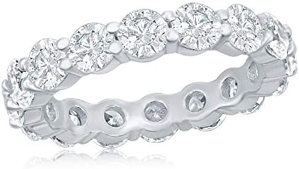 NYC Sterling 4mm Sterling Silver 925 Cubic Zirconia Cz Eternity Engagement Wedding Band Ring (7)
