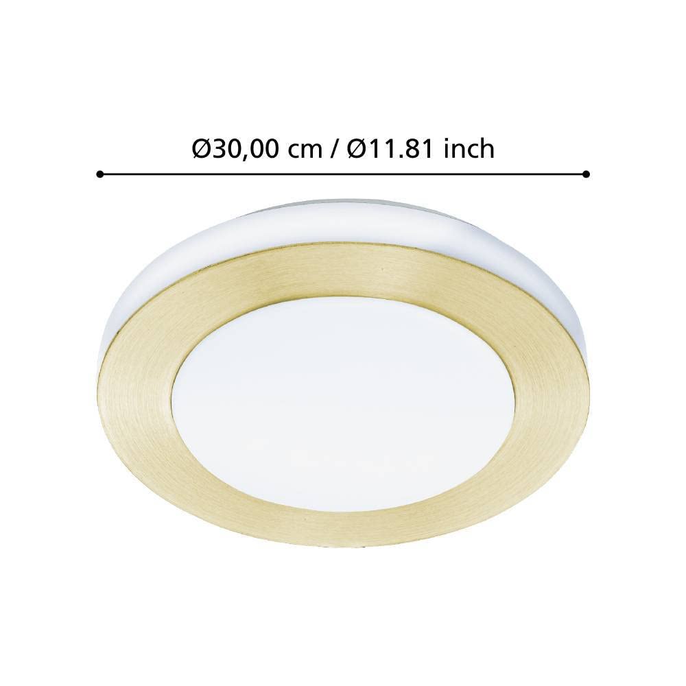Eglo Luminaire plafonnier Capri, panneau LED en acier blanc et laiton