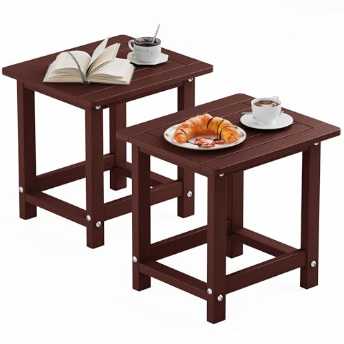 YEFU Outdoor Side Table Set of 2, All-Weather, Maintenance Free, Coffee