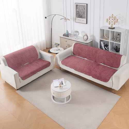 Image of HOKIPO Quilted Sofa Cover 5 Seater - (3+2) for Seat & Back | 'Quilt Classic' Pink (IN-927 * 2+926 * 2-Onion)