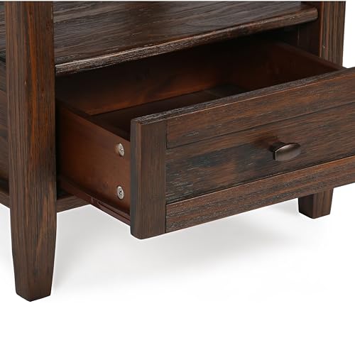 SIMPLIHOME Warm Shaker End Table - 20" Wide x 20" High Solid Wood Side Table in Distressed Charcoal Brown, Transitional Accent Table for Living Room with Drawer, Open Shelf and Square Tapered Legs by SIMPLIHOME - Image 8