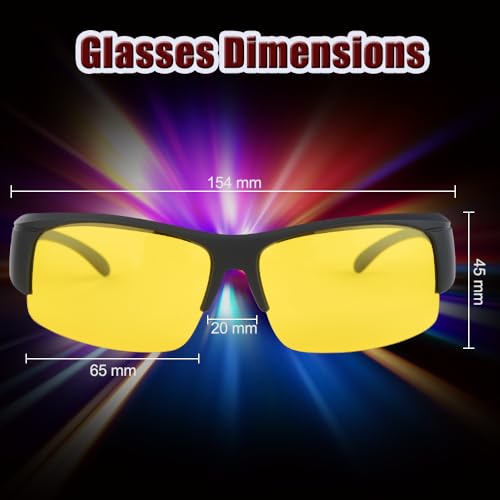 Perkanion Nachtfahrbrille für Brillenträger Autofahrer Herren Damen Überzieh Nachtsichtbrille Gelb Getönte Polarisierte Gläser Nachtbrille zum Autofahren Night Vision Goggles