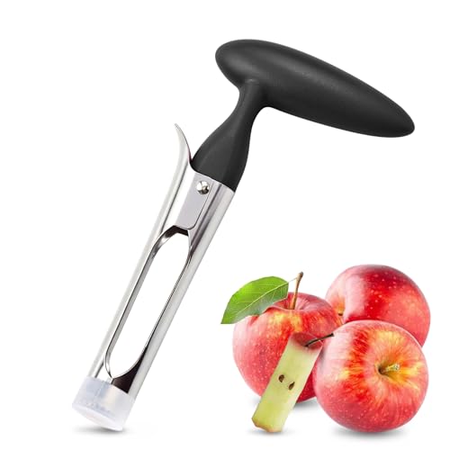 ARWIG Sbucciatore per Mele - Estrattore di torsoli e affettatrice in Acciaio Inox con Coperchio, sbucciatore per Frutta Multipla, Lavabile in lavastoviglie (Nero)