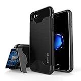 iPhone 8 Case, tomtoc Dual Layer Shockproof Hybrid Armor Protective Case Cover with Card Slot Holder and Kickstand for iPhone 8, iPhone 7 - Black
