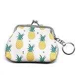 Small Buckle Coin Purse Vintage Pouch Kiss-lock Clasp Change Purse Keychain Wallet (Pineapple)
