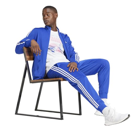 adidas Men's Essentials Warm-Up Tapered 3-Stripes Track Pants, Semi Lucid Blue/White, Medium3