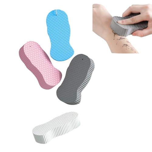 Lot de 4 éponges de bain exfoliantes ultra douces 3D réutilisables pour enlever les peaux mortes pour homme et femme