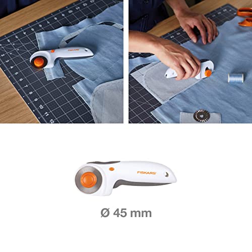 Fiskars Trigger Rotary Cutter, With Blade Ø 45 Mm, For Right- And Left-Handed Users, Orange/White/Grey, 1003910 #TOP1
