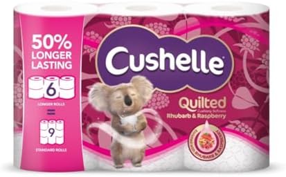 Cushelle Quilted Raspberry & Rhubarb 50% Longer Lasting Toilet Tissue 6 Equals 9 Regular Rolls image 2