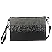 Gallantry - Borsa a Tracolla Piccola Donna Paillettes - Borsetta Messenger Crossbody Bag Strass - Borsa Mano Spalla Strisce Brillante Multicolore - PU Pelle Morbida - Elegante Moda - Nero
