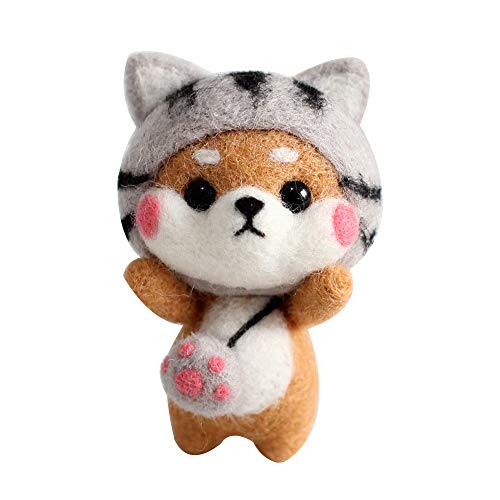 Kit de fieltro de aguja animales Shiba Inu perro conejo, kit de...
