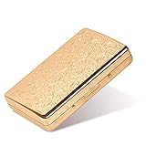 Retro Metal Cigarette Case, Double Sided Spring Clip Open Cigarette Box for 16 100s Cigarettes, Card...