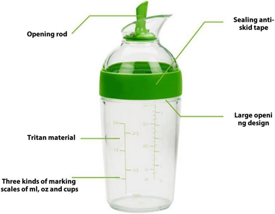 Salad Dressing Shaker Oil Dispenser Bottle With Scale Transparent Kitchen Sealed Soy Sauce Pot Leakproof Container(Gray)