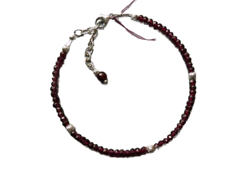 Bracelet en grenat 3mm et perles de facettes LKBEADS pour style unisexe