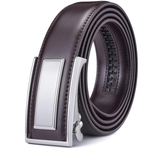 Men's Leather Ratchet Dress Belt With Adjustable Automatic Sliding Buckle 14Kdsl-Bk 110cm3