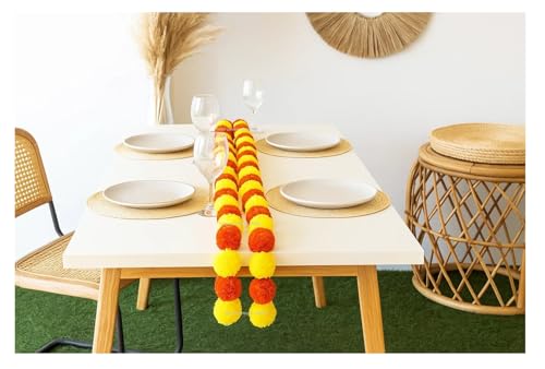 Image of SPHINX Artificial Marigold Fluffy Flowers Garlands for Decoration - Pack of 5 (Yellow and Dark Orange.)