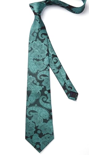 Image of Enlision Ties for Men Floral Tie Handkerchief Cufflinks Set Formal Flower Classic Mens Necktie & Pocket Square Wedding