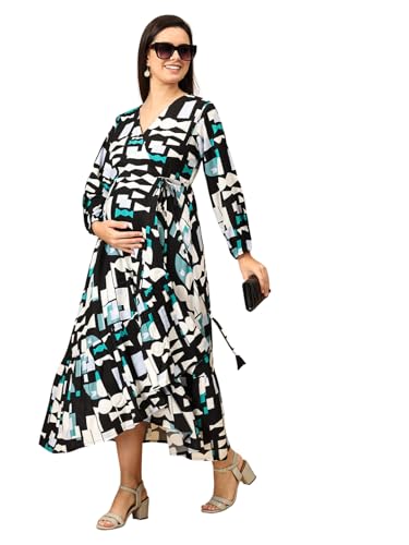 Image of The Mom Store Maternity and Nursing Wrap Dress for New Mom | Pre and Post Pregnancy Wear for Womens | Trendy Stylish Printed Friendly Dresses for Women | Comfortable
