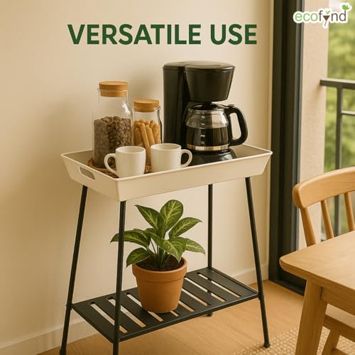 Image of ecofynd Nico Plant Stands for Outdoor Balcony, Flower Pot Stand for Indoor Plants, Metal Planter Stand for Living Room, home decor, Indoor & Outdoor plants, 2 Tier, (PS045-WHTBLK)
