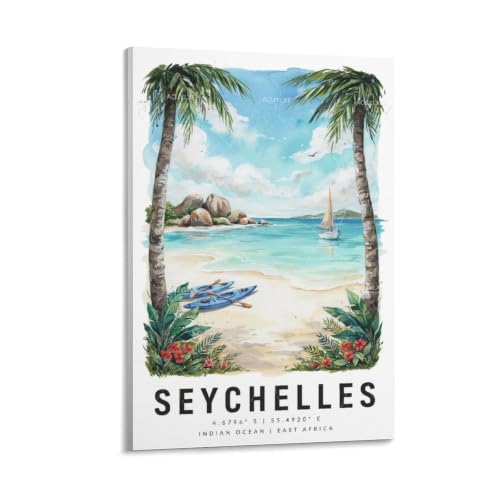 Poster des Seychelles aquarelle AOJYLXE 30x45cm pour decoration murale
