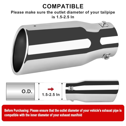 Image of MuHize Adjustable Diesel Exhaust Tip 1.5 inch-2.5 inch Inlet, 4 inch Outlet 9 inch Length