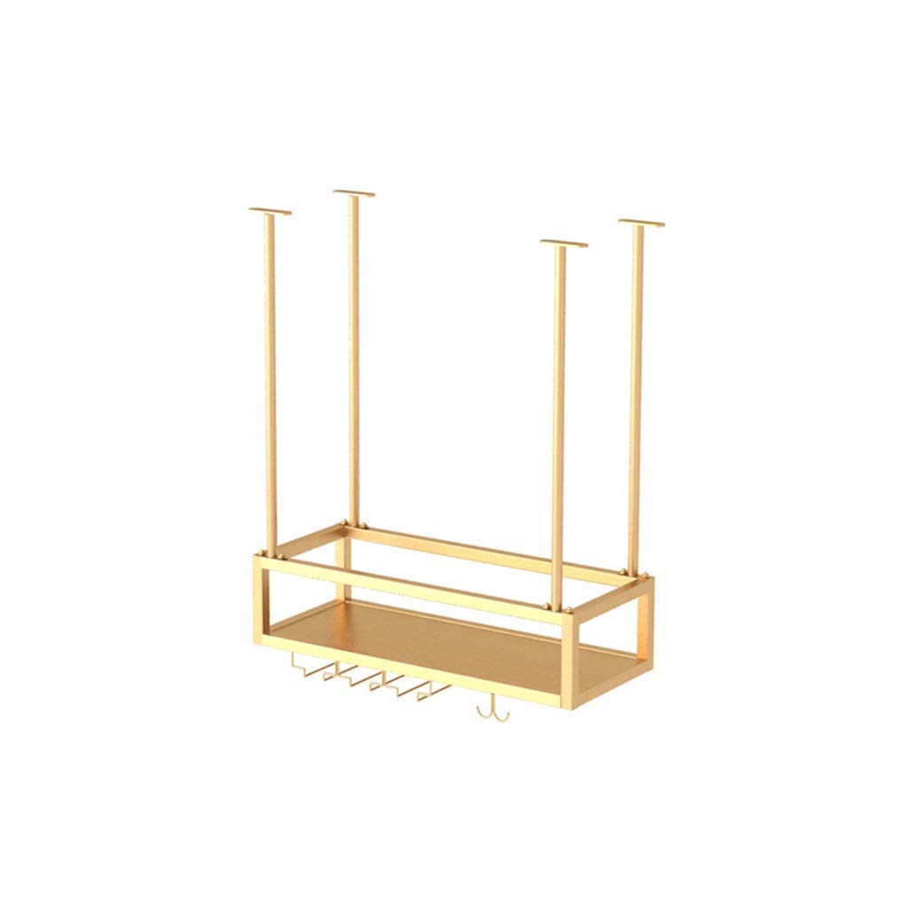 Casier à verre à vin suspendu en métal or 60cm pour rangement de table de bar