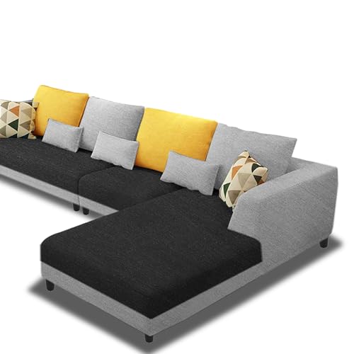 Image of Galib RHS 6 Seater L Shape Sofa Set for Living Room (Black Grey Fabric) Premium Fabric Sofa