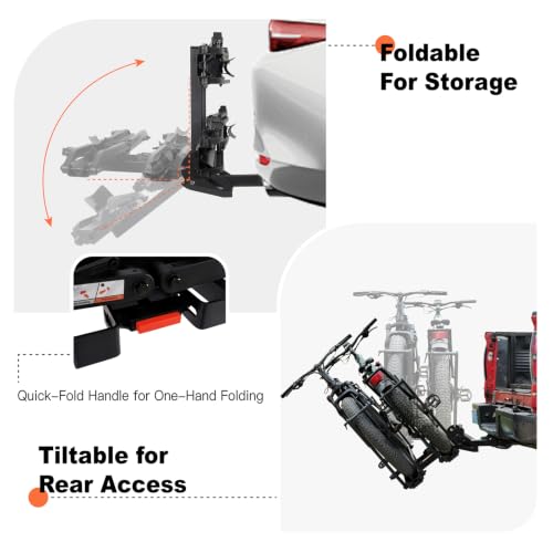 Image of CRAVOT Ebike Racks for 2 Bikes Tow Hitch, Tire Clamp Rack Bike Carrier | Heavy-Duty Haul Ebike Rack with 2 Tray Arms Lock, 200lbs Capacity Fits Fat Tire Bicycle, for Car, SUV with 2 inch Receiver