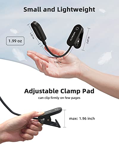 Flymuda Book Light Clip On - Eye Care Amber Book Light Rechargeable, 22 Led, 3 Color Modes, Touch Control, Brightness Adjustable Book Light For Reading In Bed, Great Book Reading Light For Lovers #TOP5