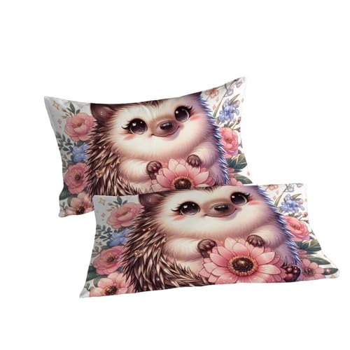 Housse de couette super king hérisson rose 260x220 cm en microfibre