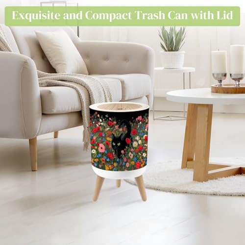 Caneca de basura redonda con tapa y patas 7L miniatura 2
